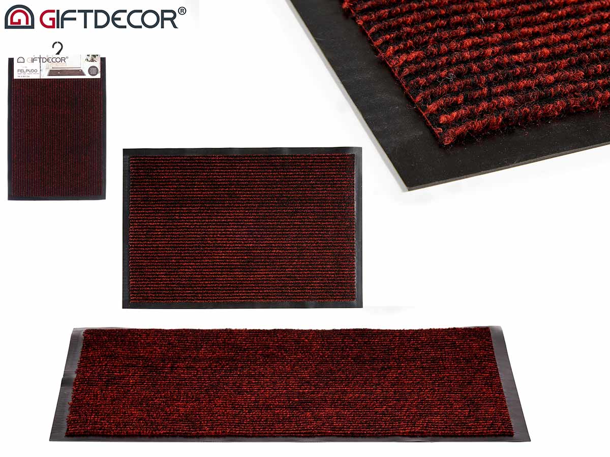 Alfombrilla de puerta de PVC con borde rojo