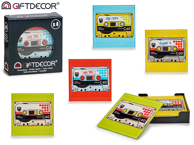 Set 4 Coasters Diskette Surt 4 Colours