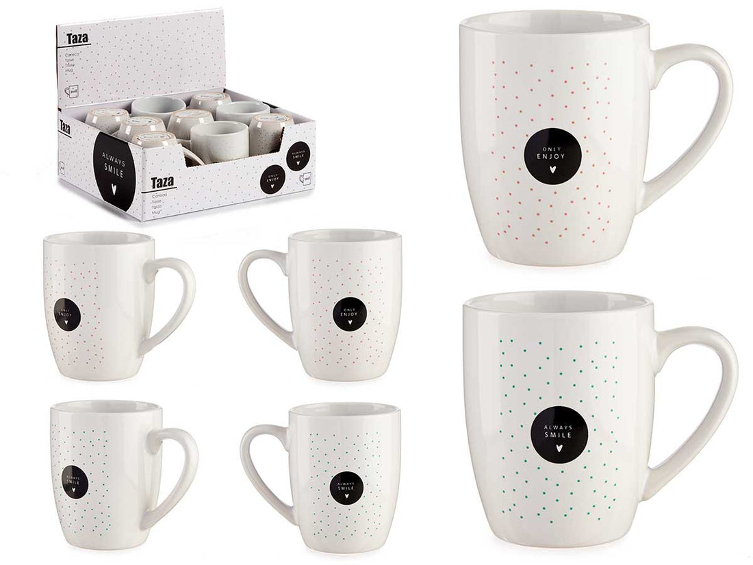Assortement 2 Designs Porcel Breakfast Mug Enjoy