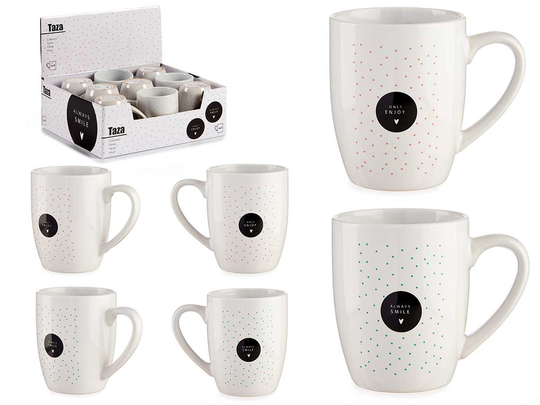 Sortimento 2 Designs Caneca de Café da Manhã Porcel Divirta-se