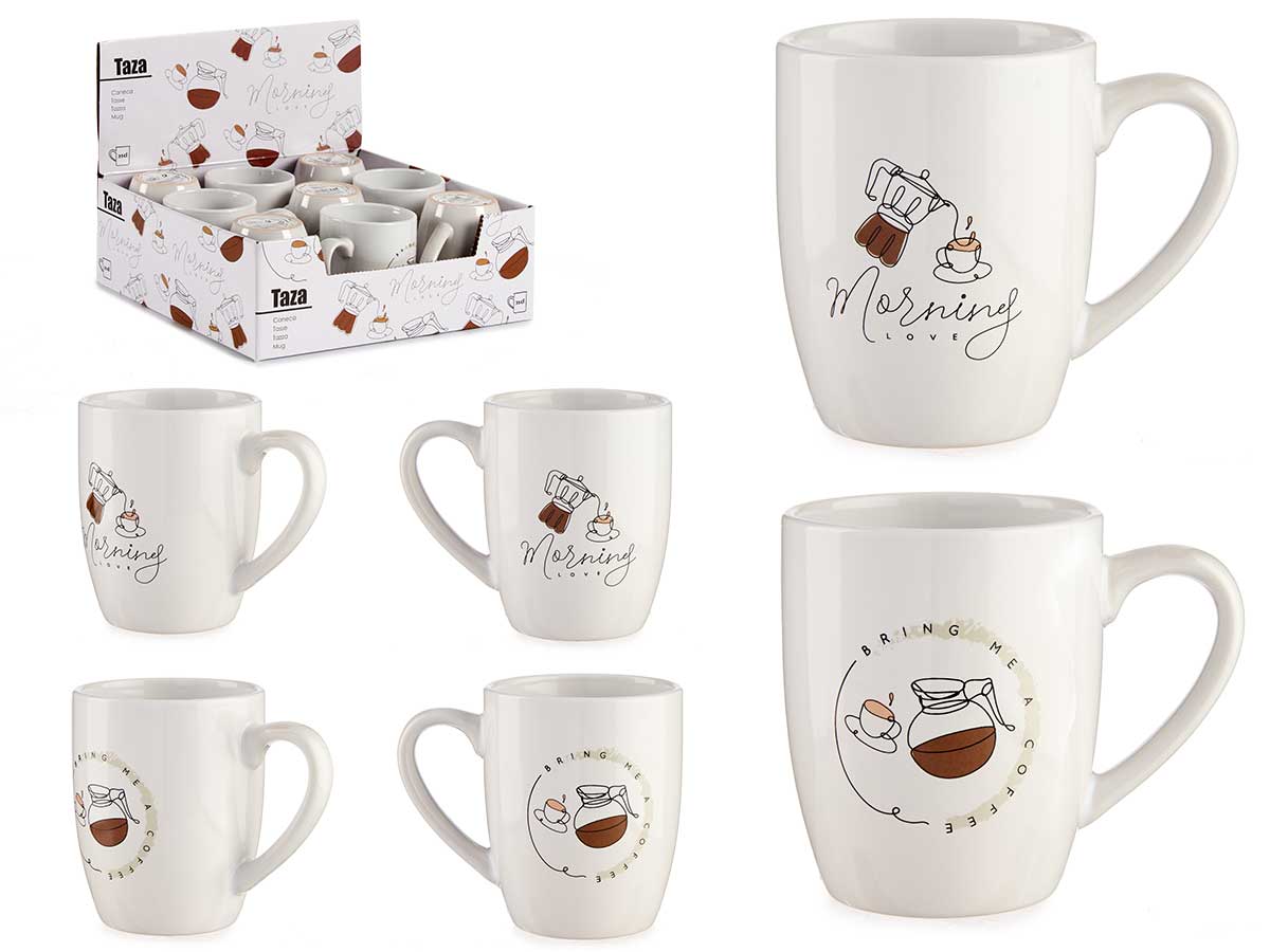 Assortement 2 Designs Porcelain Breakfast Mug Love