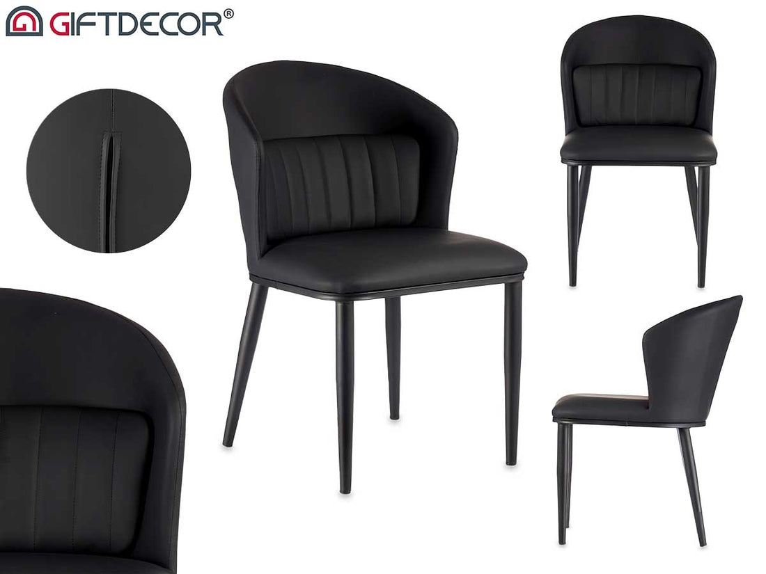Round Back Black Armchair With Cushion