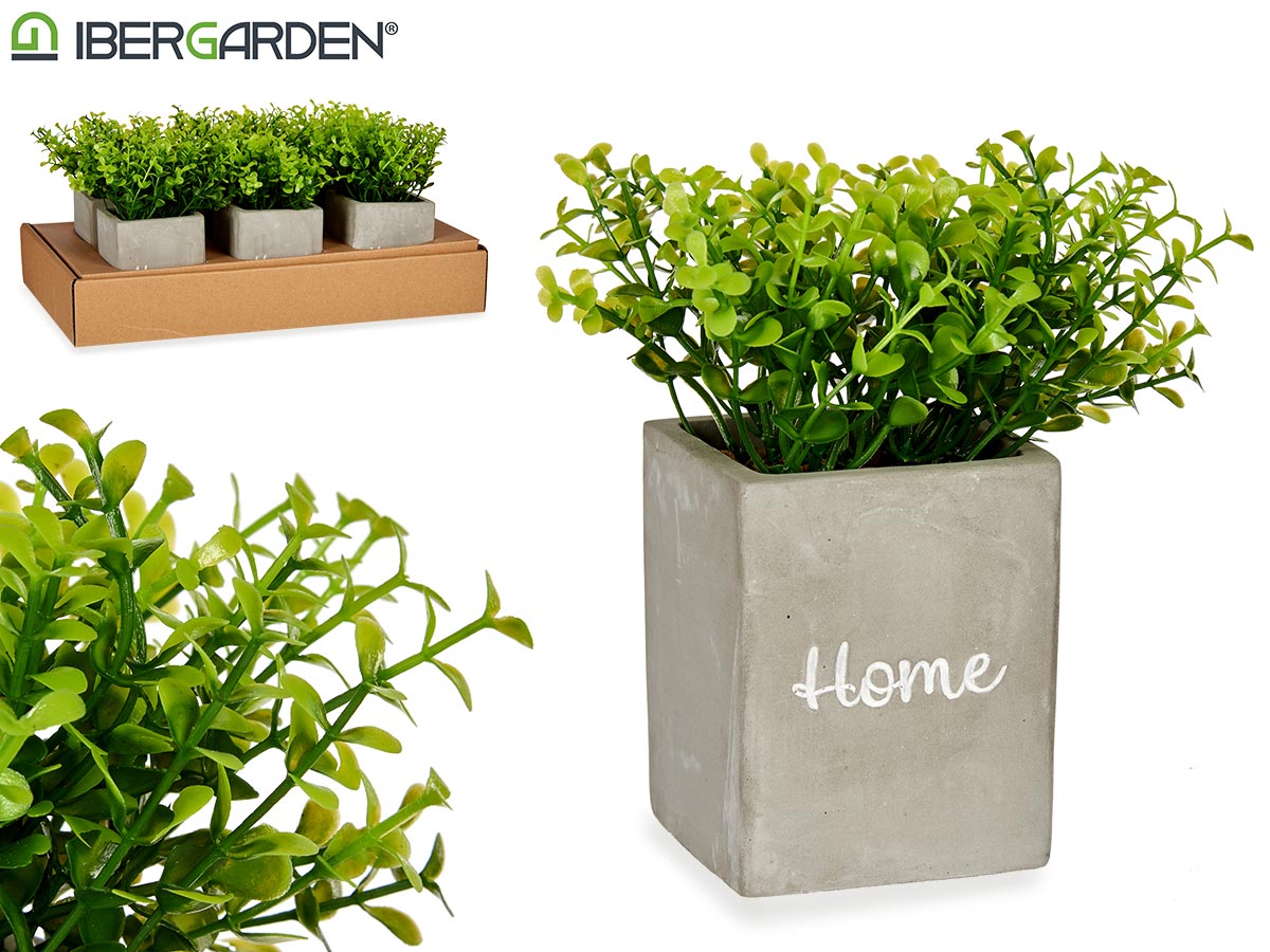 Artificial Plant Grey Cement Pot