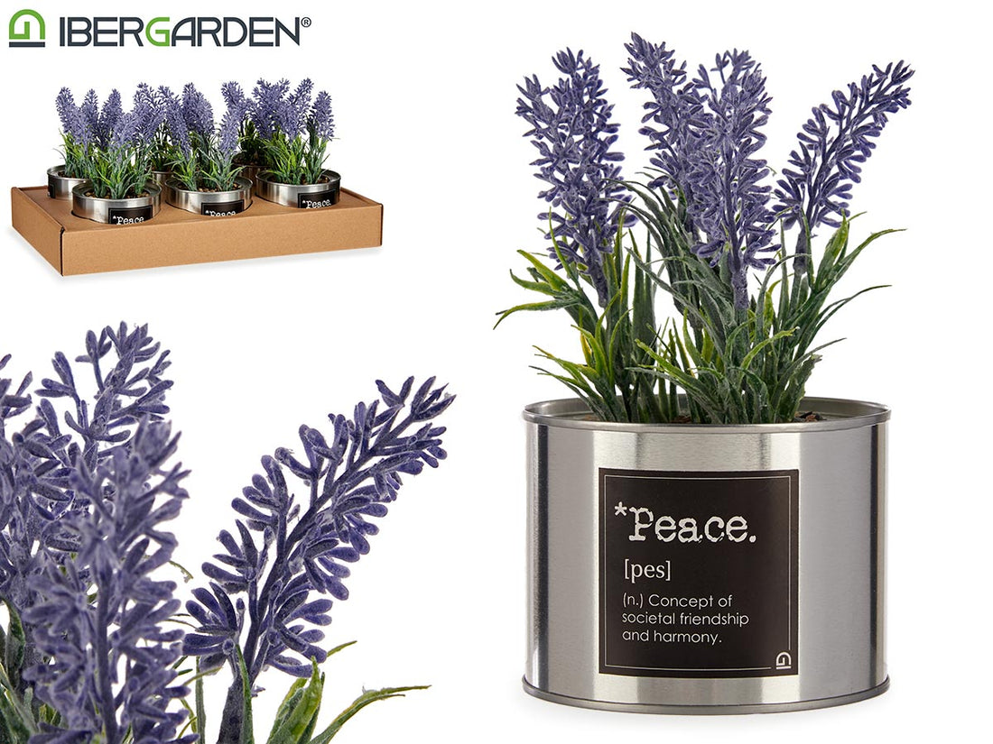 Artificial Lavender Plant Silver Matel Pot