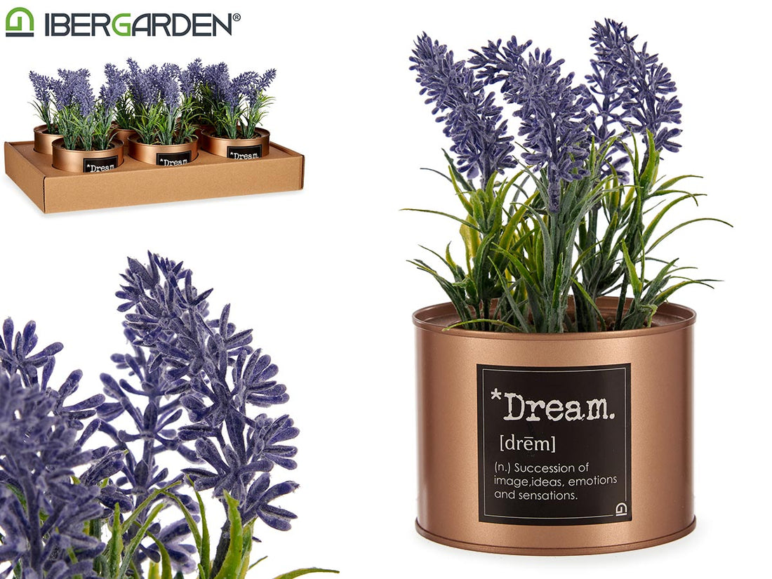 Artificial Lavender Plant Matel Pot Copper