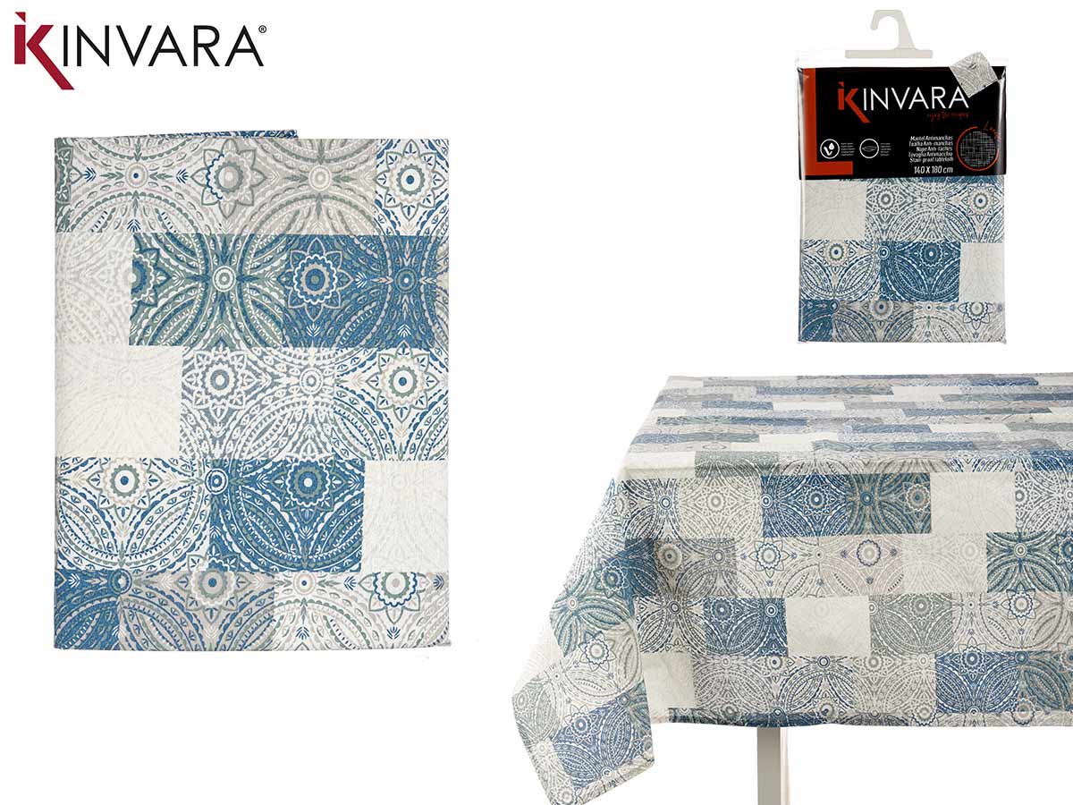 Toalha de mesa de lona azul resistente a manchas 140X180 cm