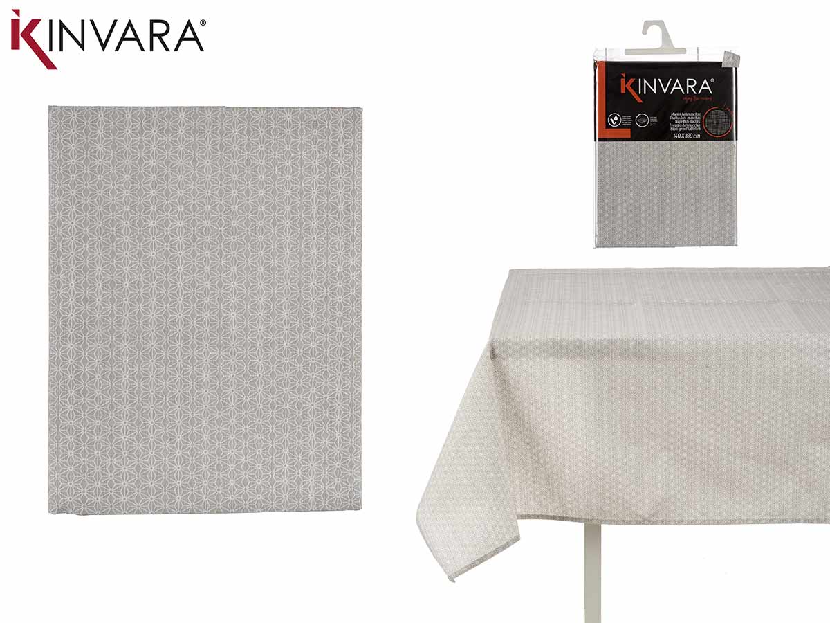 140X180Cm Grey Star Stain Resist Canvas Tablecloth