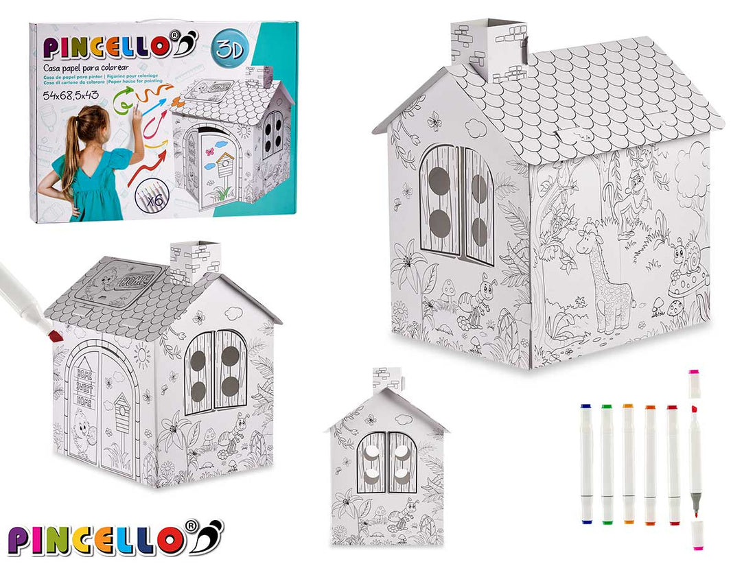 House Paper Colour Set With 6 Markers