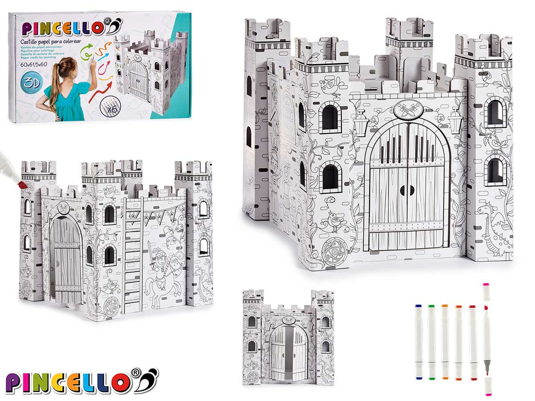 Castle Paper Coloring Set With 6 Markers