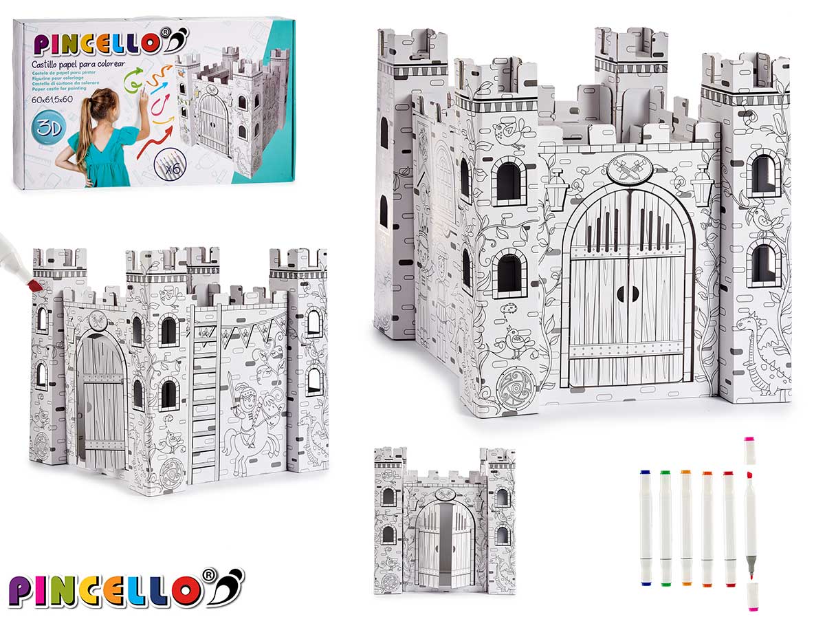 Juego de colorear Castle Paper con 6 marcadores