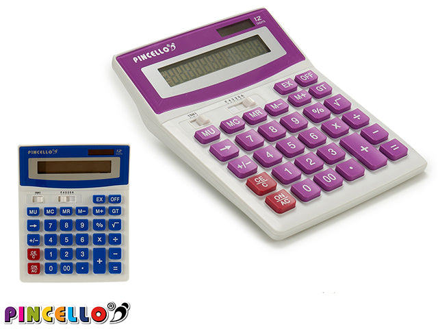 Calculadora solar grande 2 cores azul roxo