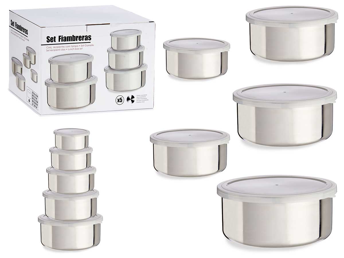 Set 5 Steel Lunchboxes