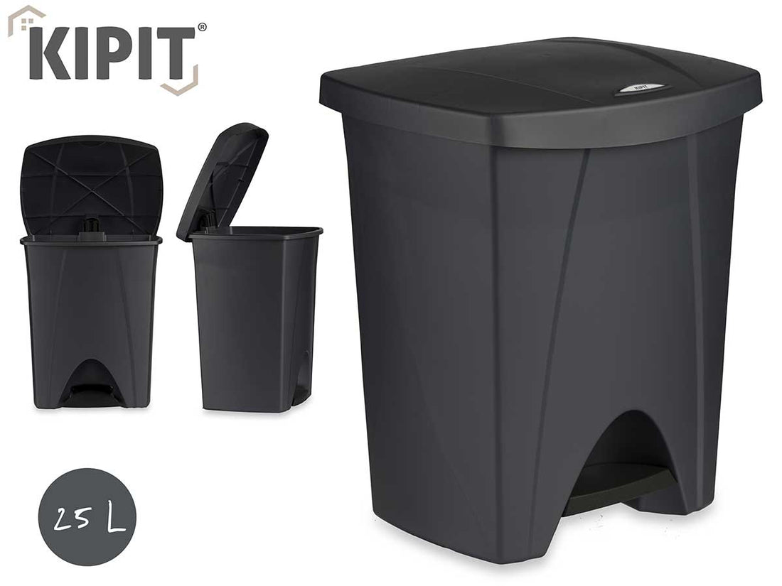 Anthracite  Plastic Bin With Pedal 25L