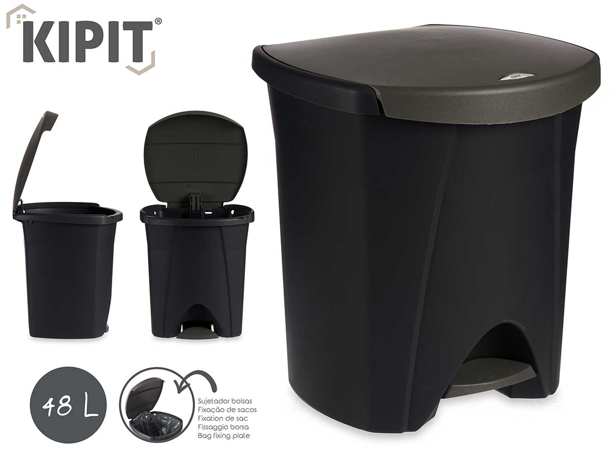 Anthracite Plastic Bin W Pedal And Fastener 48L