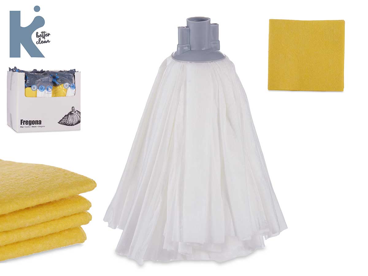 Set 150Gr Viscose Mop W 40X36Cm 4 Cleaning Cloth