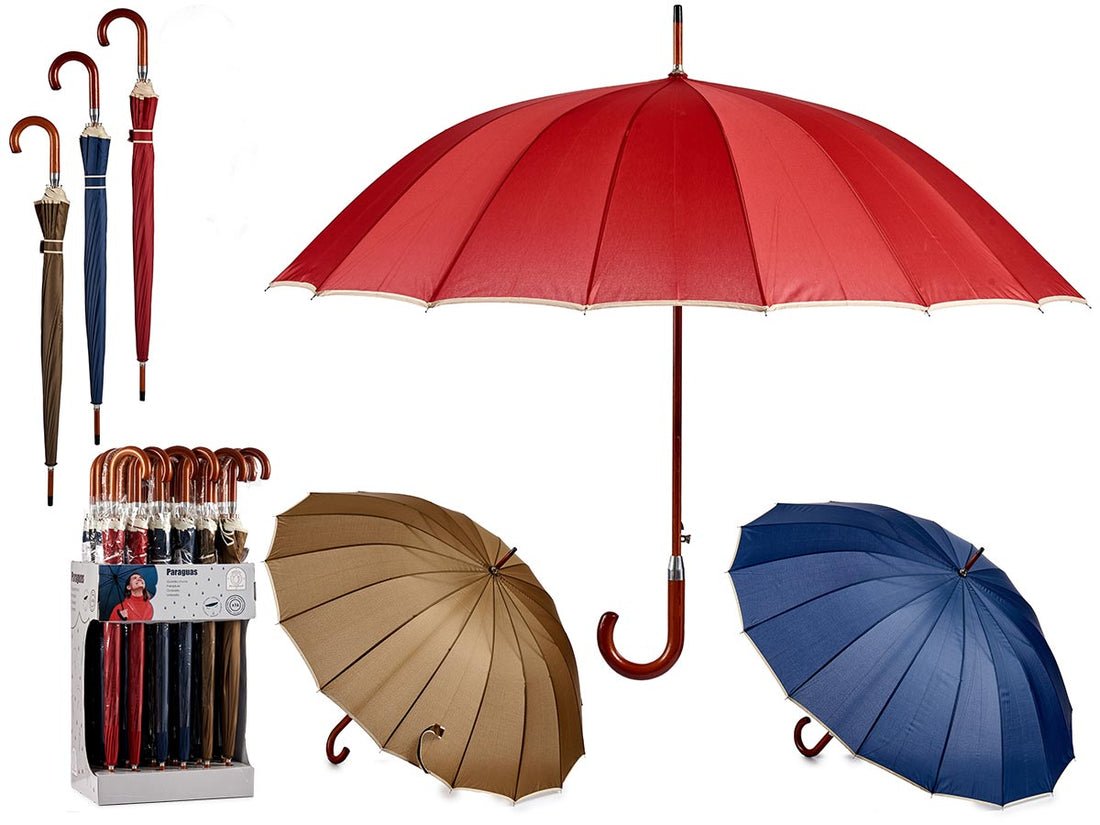 3 Colours 16 Transparent Ribs Fabric Umbrella