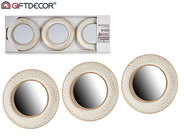 Set 3 Mirrors White/Golden