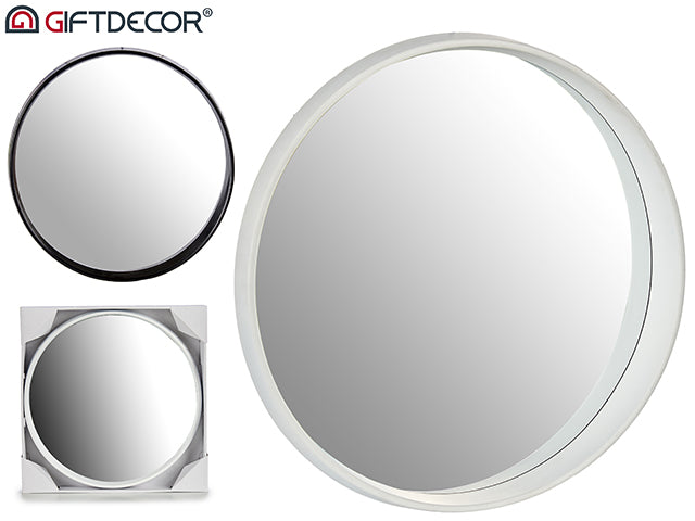 Round Mirror 2 Col Mix White/Negro