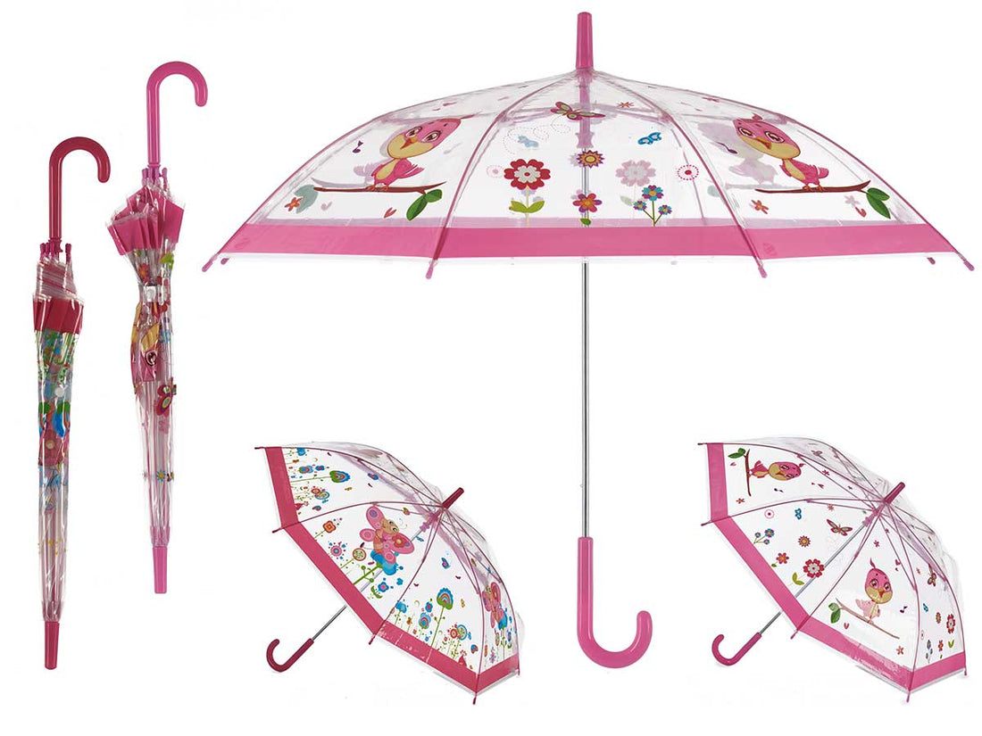 Conjunto de guarda-chuva infantil S rosa 4 animais