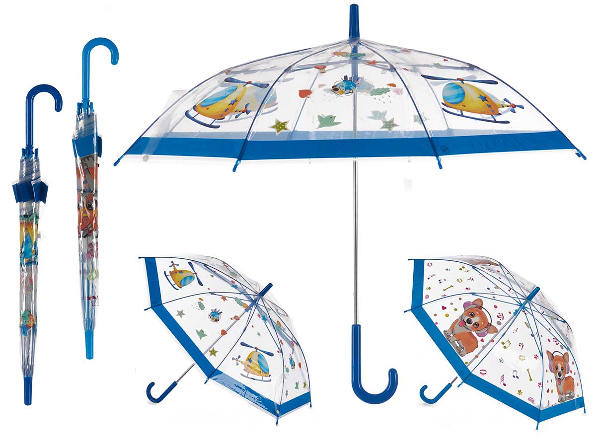 Conjunto de guarda-chuva infantil S azul 4 animais