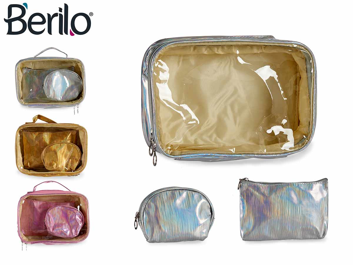 Set 3 Plastic Toiletry Bags