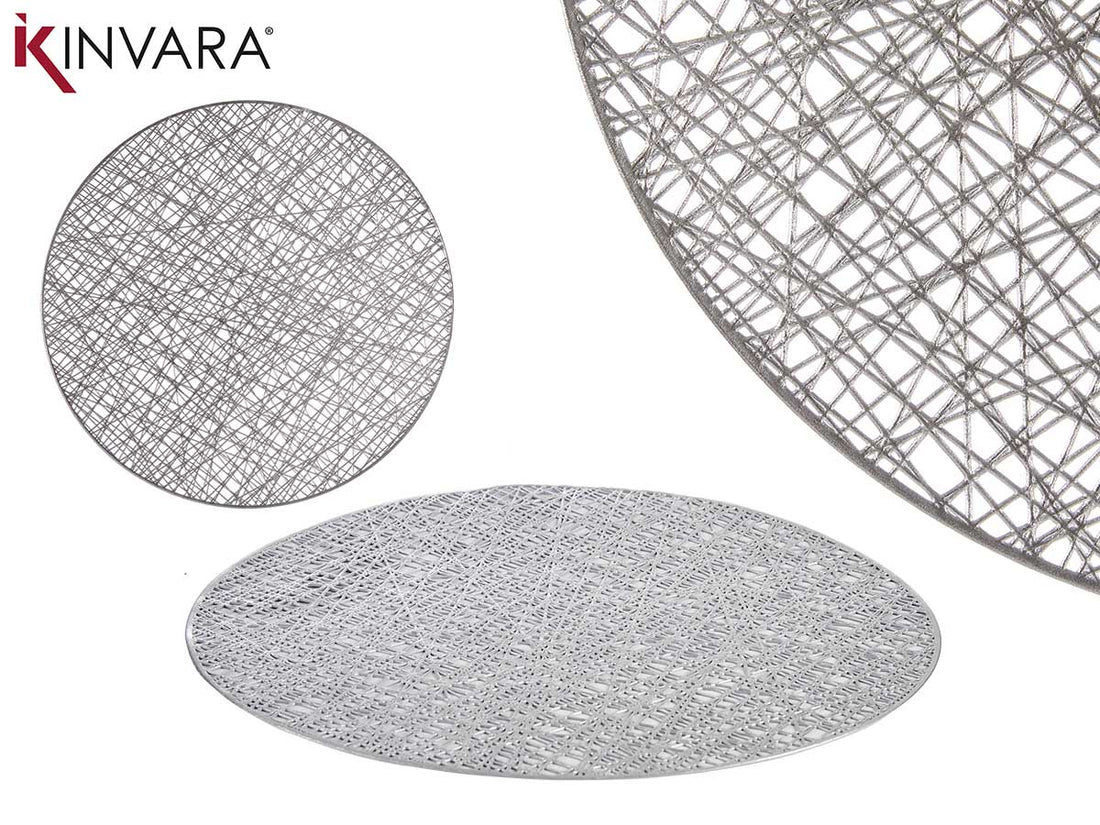 Silver Plastic Round Place Mat