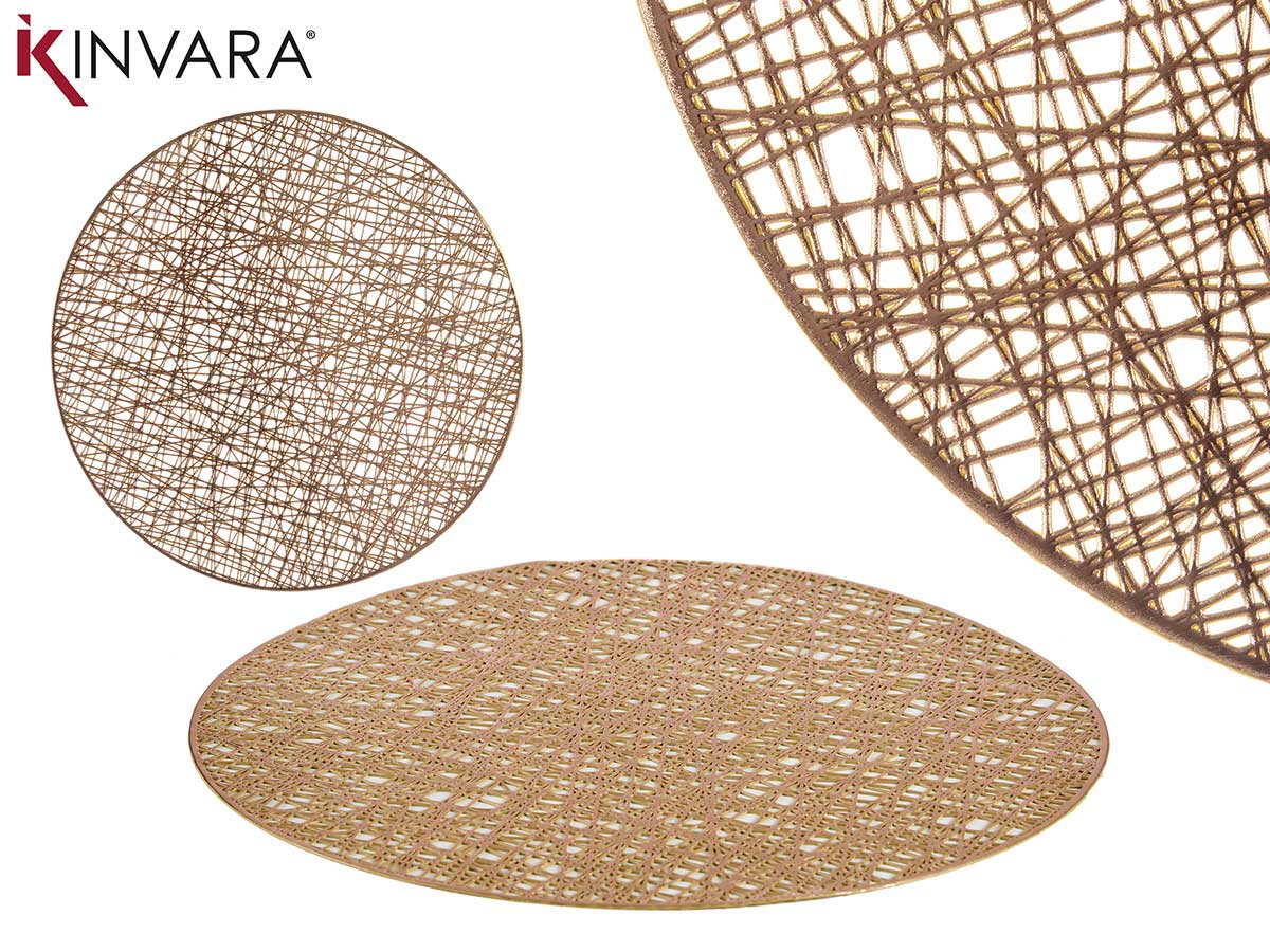 Golden Plastic Round Place Mat