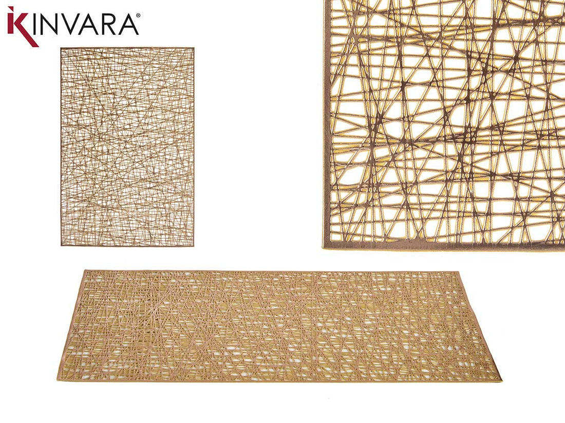 Golden Plastic Rectangular Place Mat
