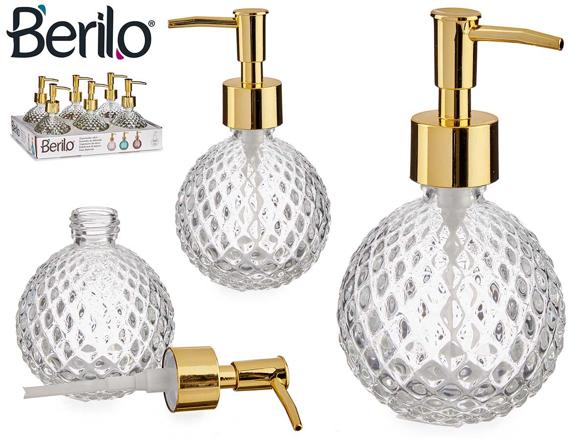 Transperent And Gold Glass Ball Soap Dispenser 200 ml