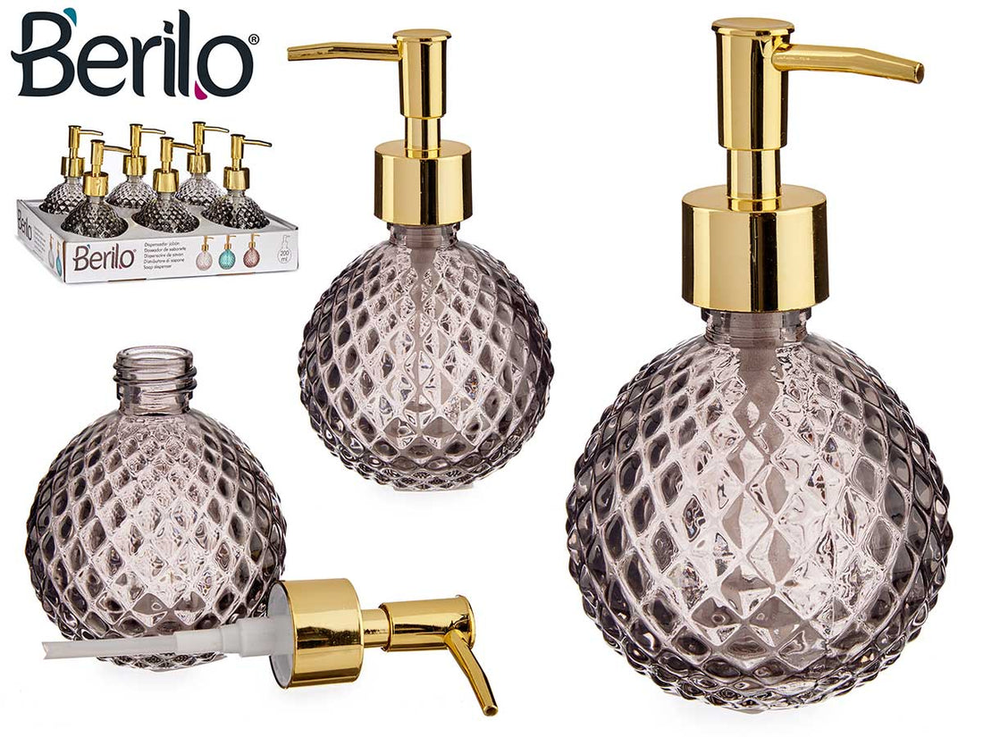 Anthracite And Gold Glass Ball Soap Dispenser 200 ml