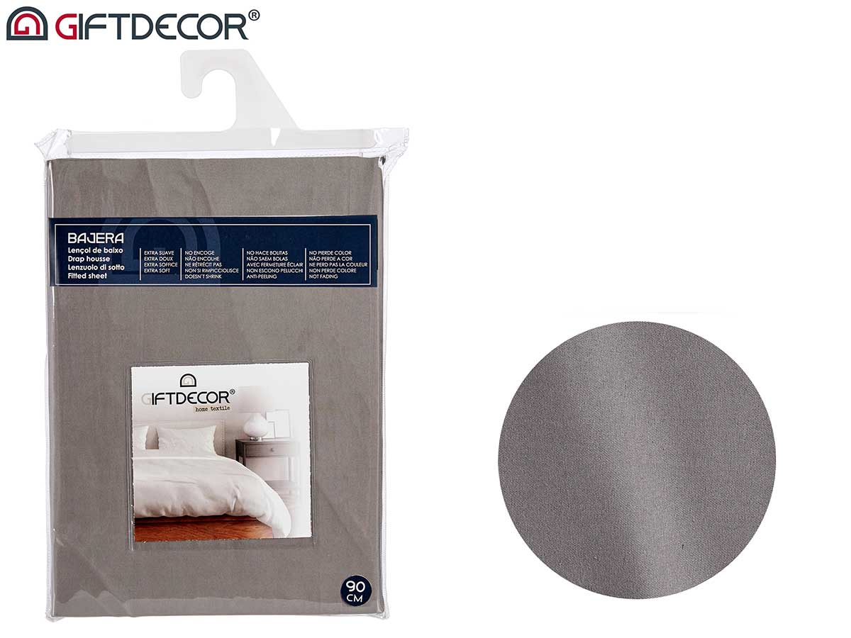 Lençol de cama com elástico 90 cm cor antracite