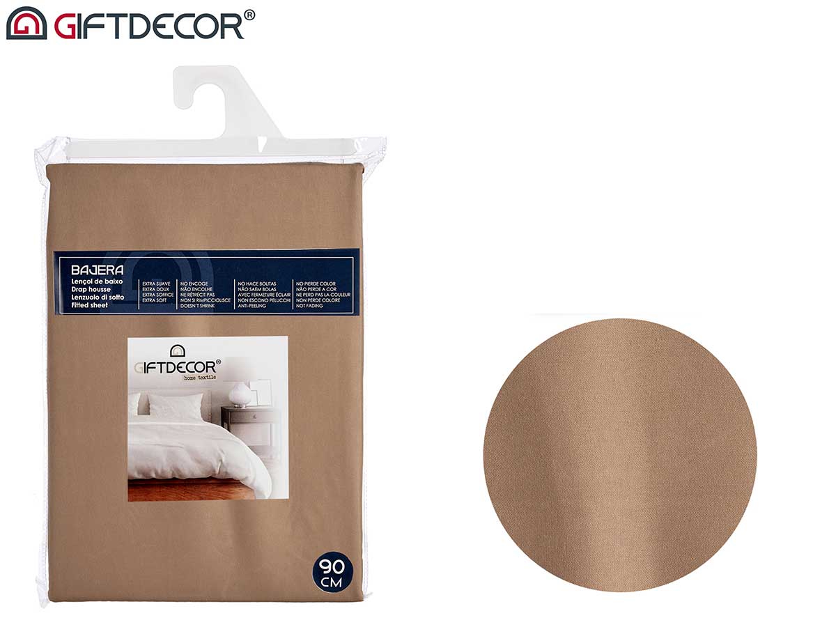 Lençol de cama com elástico 90 cm cor marrom