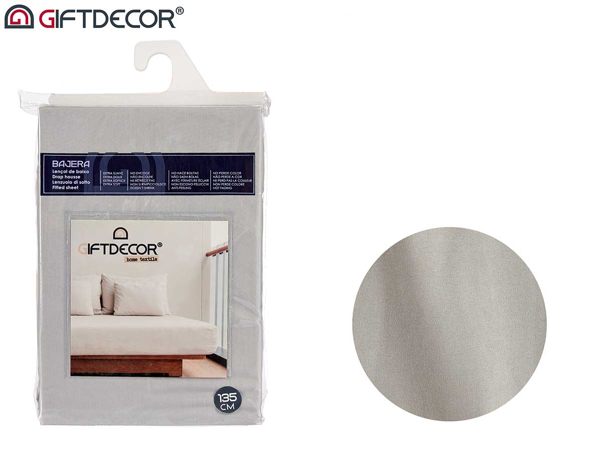 Lençol de cama com elástico 135 cm cor cinza