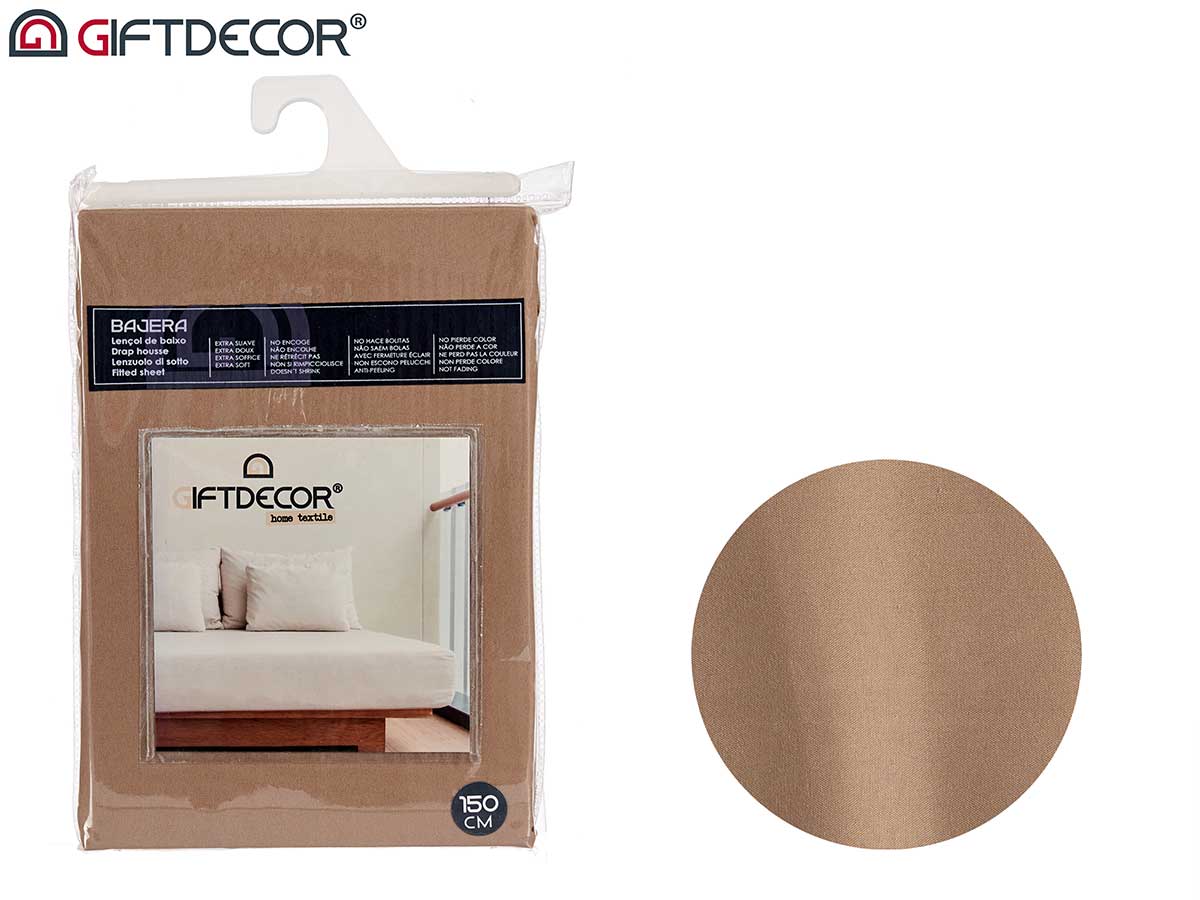 Lençol de cama com elástico 150 cm cor marrom