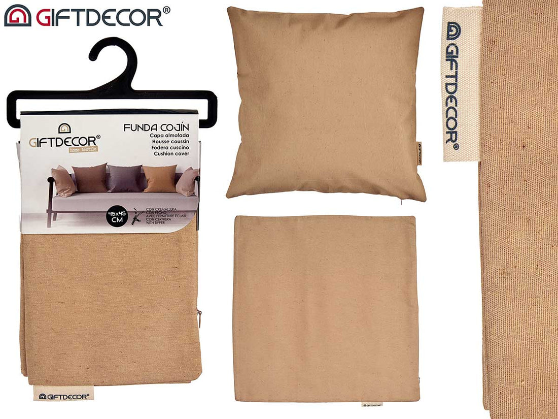 Cushion Cover With Zip Beige 45 x 45 cm