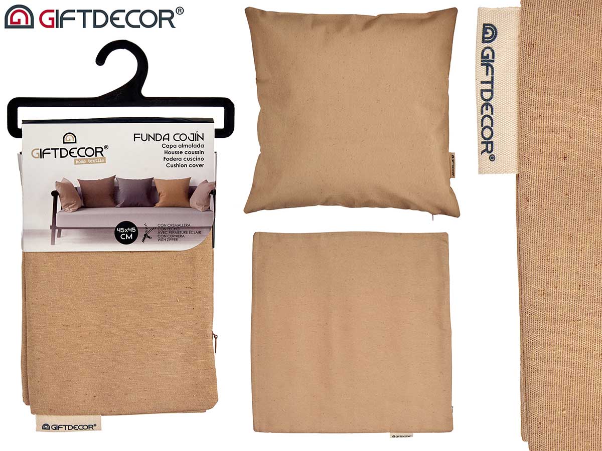 Cushion Cover With Zip Beige 45 x 45 cm