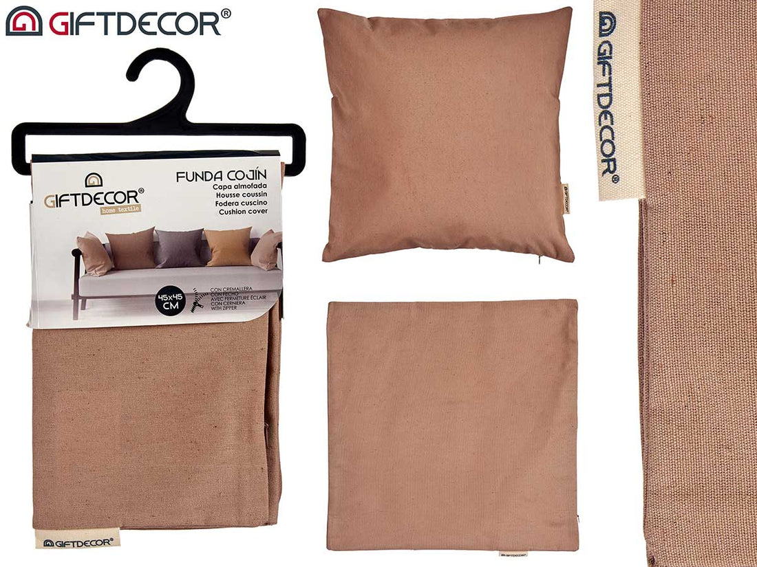 Cushion Cover With Zip Brown 45 x 45 cm