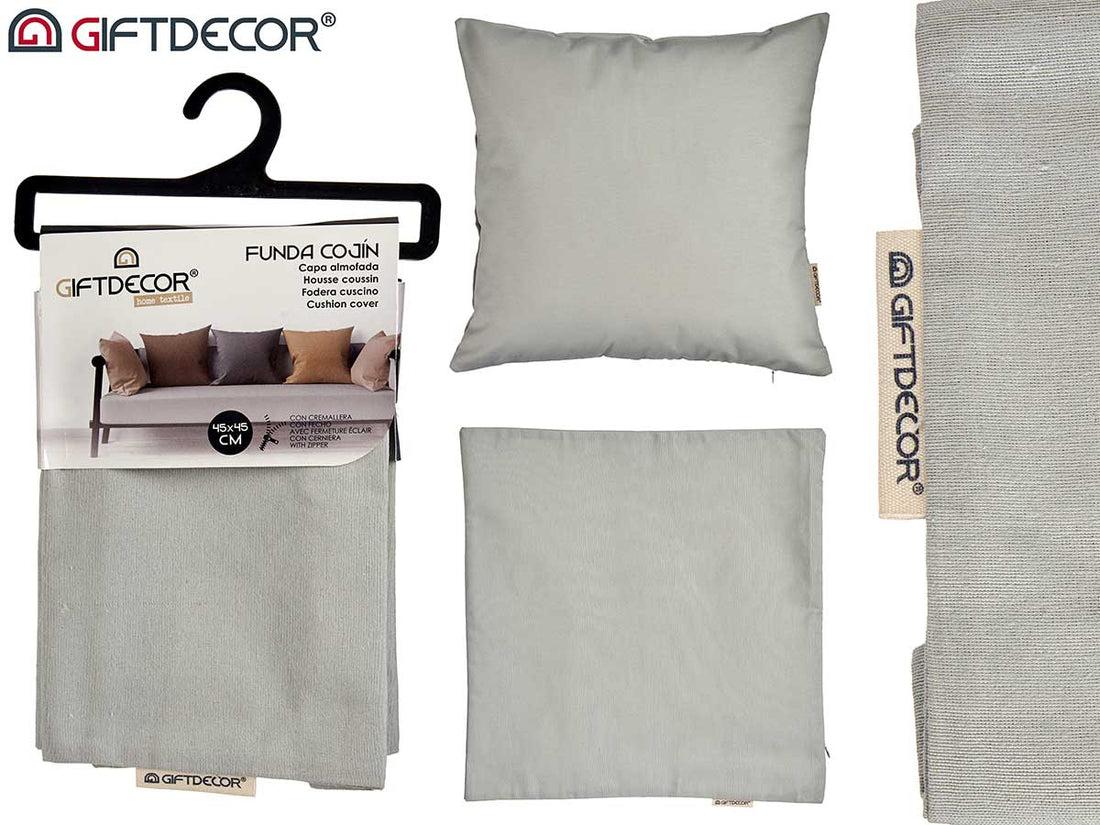 Cushion Cover With Zip Light Grey 45 x 45 cm