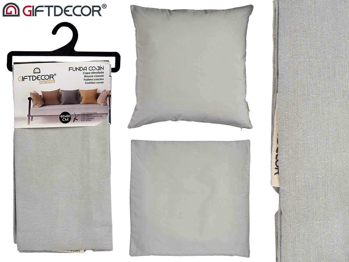 Cushion Cover With Zip Light Grey 60 x 60 cm