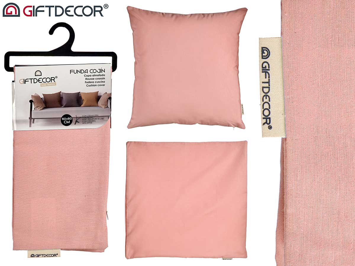 Cushion Cover With Zip Pink 60 x 60 cm