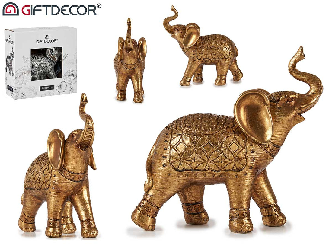 Big Golden Resin Elephant