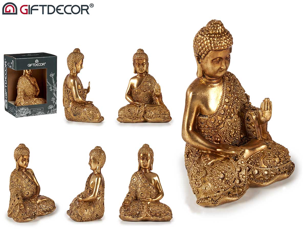 Sitting Buddha Resin Golden Assort 2 18 cm