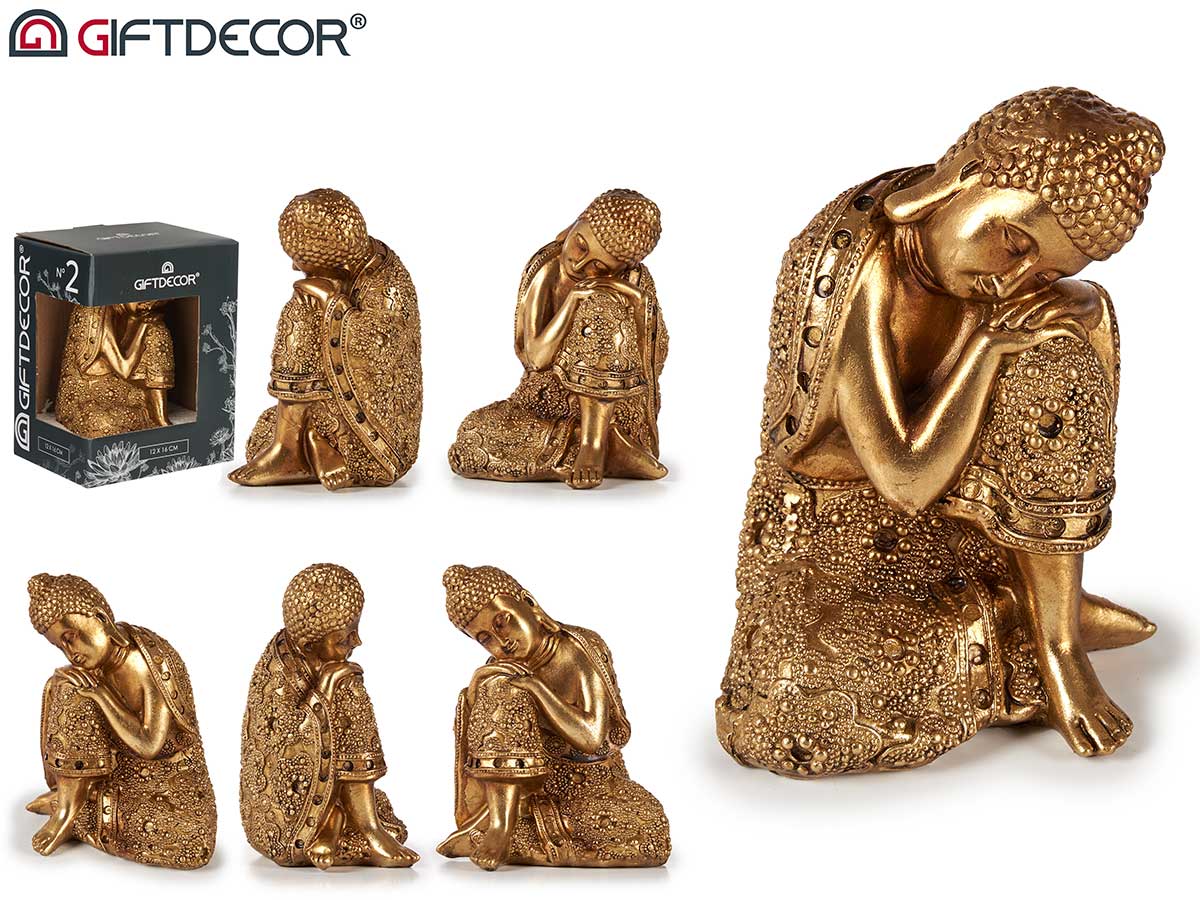 Golden Resin Side Sitting Buddha 16,5 cm