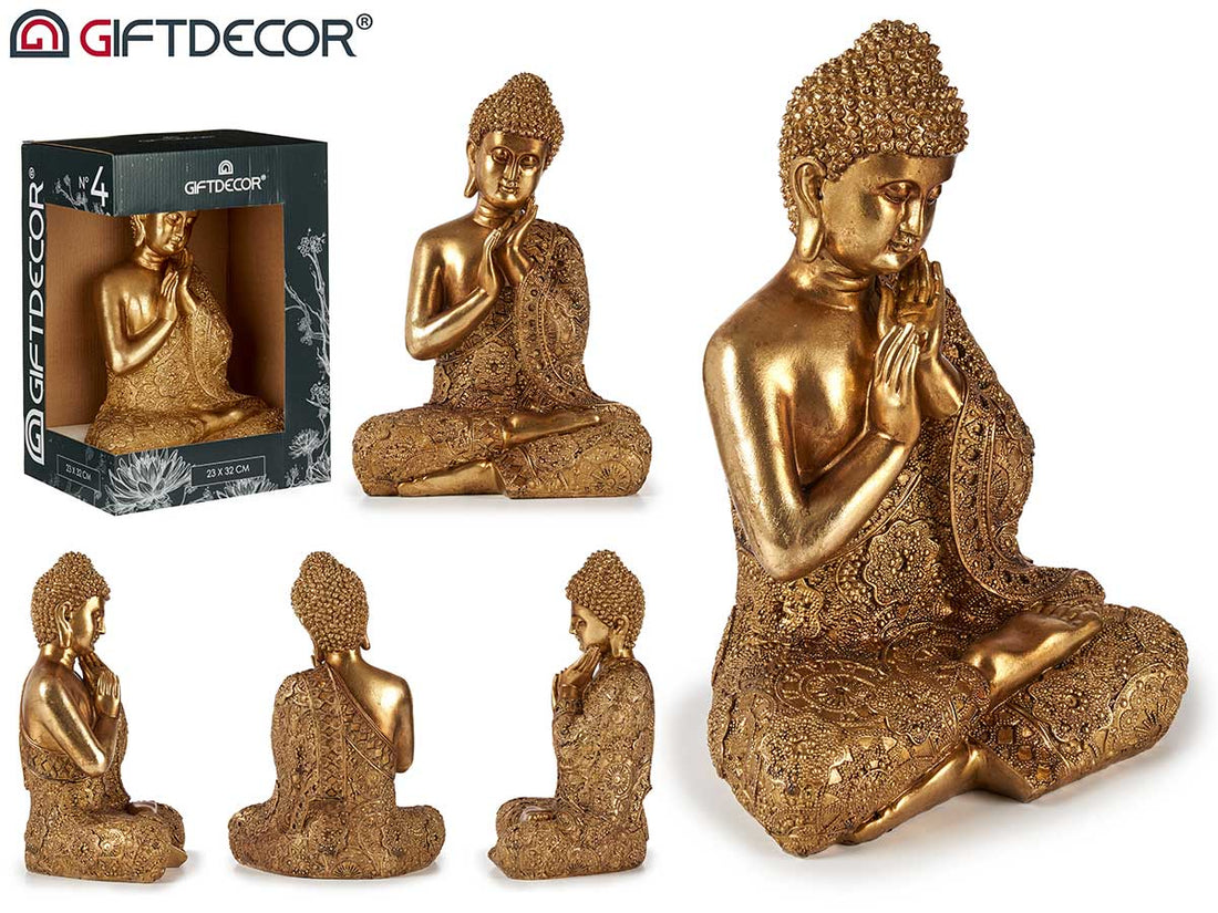 Sitting Buddha Hands Golden Resin Gr