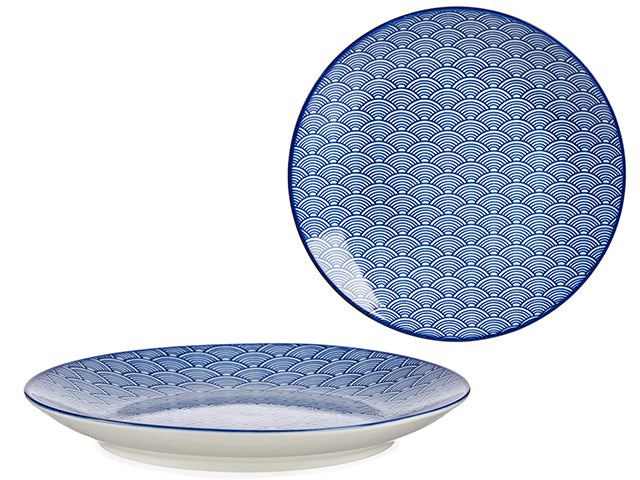 20Cm Blue Japanese Wave Dessert Plate