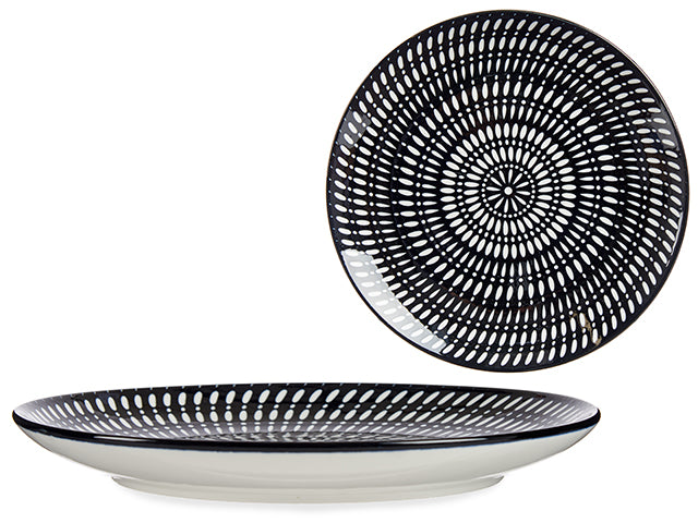 24Cm Black Ethnic Circle Flate Plate