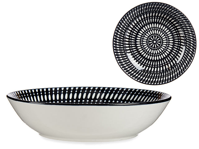 20Cm Black Ethnic Circle Deep Plate