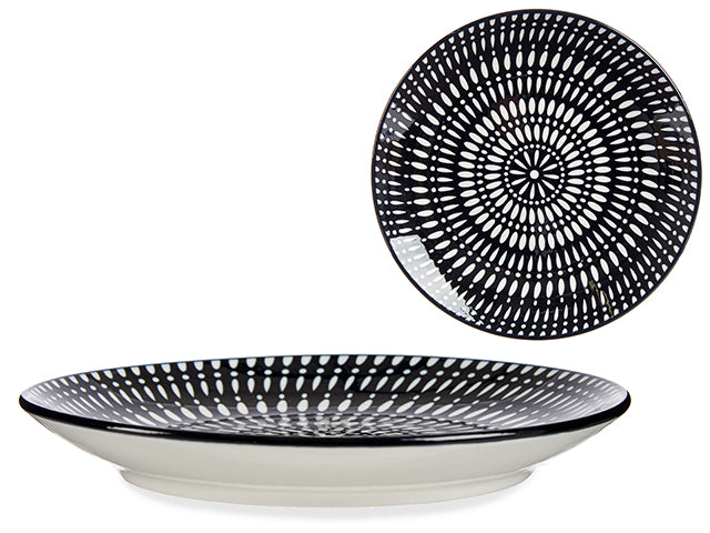 20Cm Black Ethnic Circle Dessert Plate