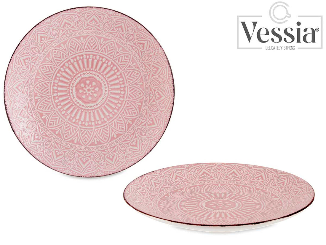 22Cm Pink Relief Dessert Plate