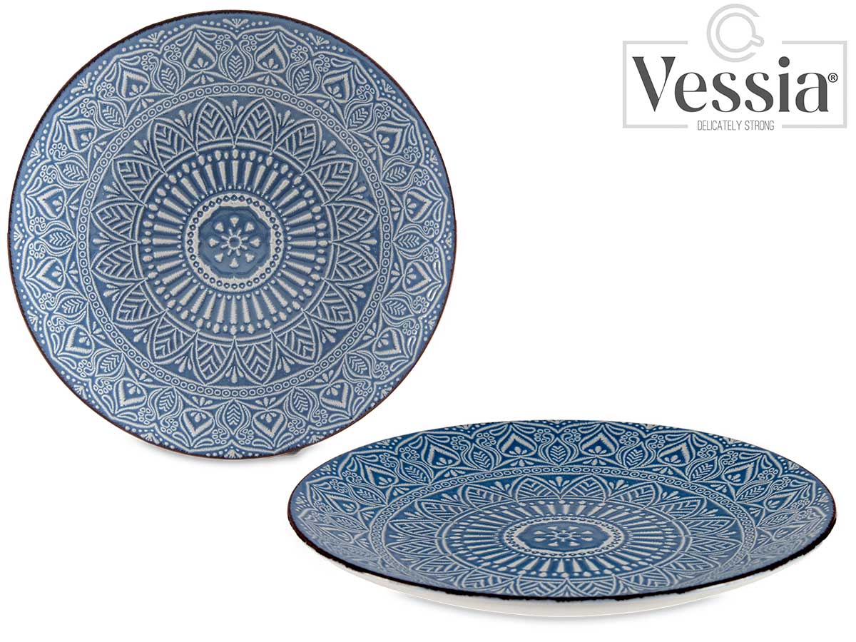 22Cm Bleu Relief Dessert Plate